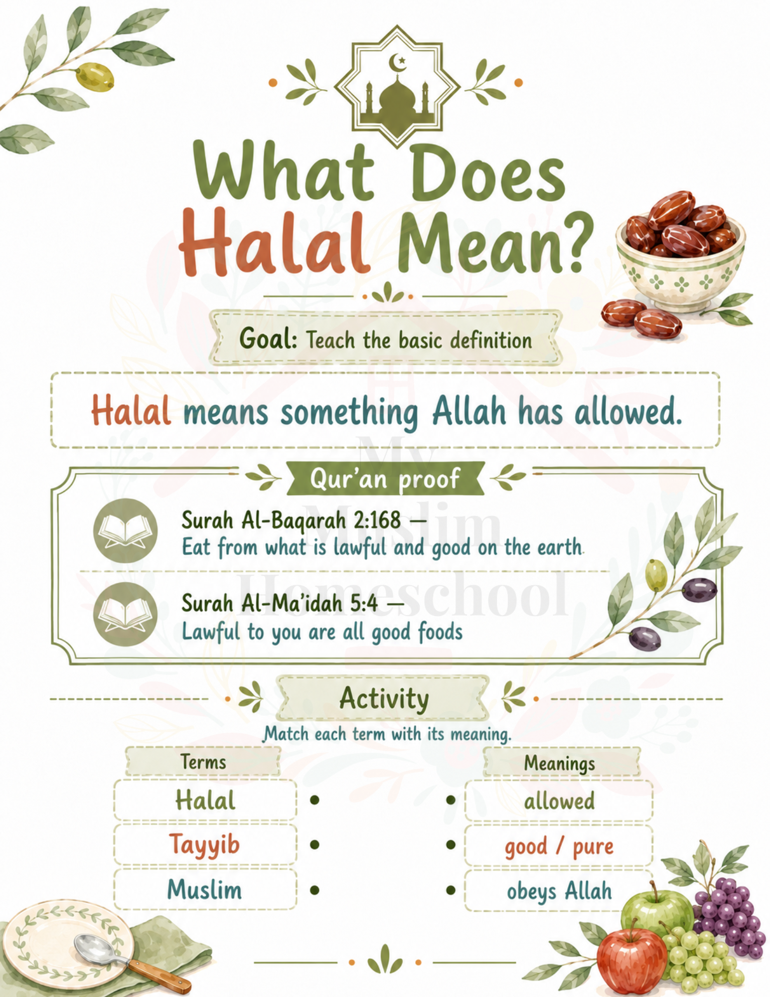 What does halal mean child workbook preview page