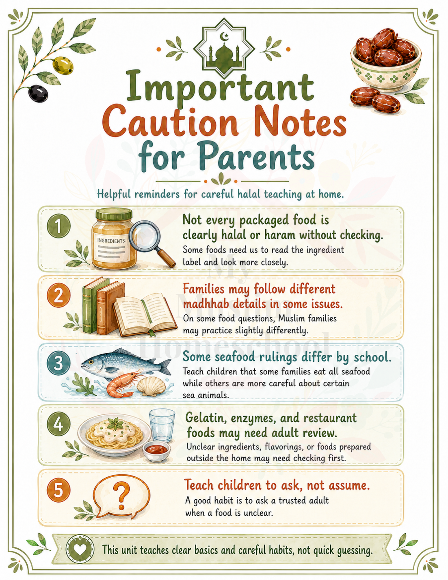 Important caution notes for parents preview page